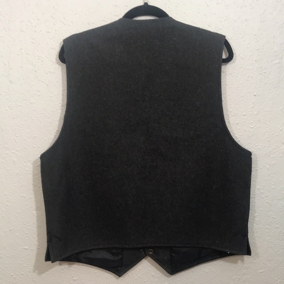 Kactus Western Wear Vintage Gray Wool Vest with Black Vegan Leather size L - Picture 2 of 6